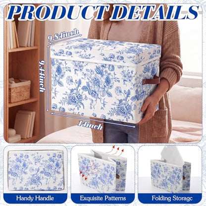2 Pack Large Storage Bins, Lidded, 14x10x9.5 Inch, Blue - size: 14x10x9.5 Inch, style: Lidded