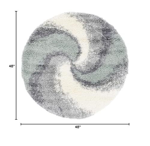 Rugs.com - Soft Touch Shag Rug – 4 Ft Round Sage Green Plush Shag Rug – Modern Abstract Swirl Design, Soft Texture for Bedrooms and Nurseries - color: Sage Green, size: 4' (Round)