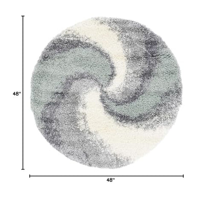 Rugs.com - Soft Touch Shag Rug – 4 Ft Round Sage Green Plush Shag Rug – Modern Abstract Swirl Design, Soft Texture for Bedrooms and Nurseries - color: Sage Green, size: 4' (Round)