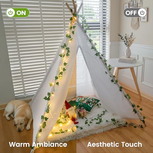 Vine with Fairy Lights, 23 FT 73 LED Ivy Leaf Lights Indoor Plug in, Fake Vine String Lights for Bedroom, Dorm, Wall, Party, Garden, Birthday, Wedding, Room Decor, Warm White - color: IVY, size: 73LED - Plug in