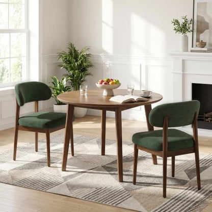 Wooden Dining Room Chairs Set of 2, Modern Upholstered Velvet Kitchen Chairs with Ergonomic Curved Back, Farmhouse Dining Side Chair with Solid Wood Frame for Kitchen Room, Green - color: Green