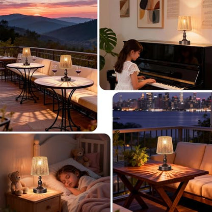 Mini Cordless LED Table Lamp, 5200mAh Rechargeable Battery Operated Lamp, 3-Level Brightness, Touch Dimmable Desk Lamp, Bedside Night Light with Rattan Shade, Oil Rubbed Bronze - color: Oil-Rubbed Bronze