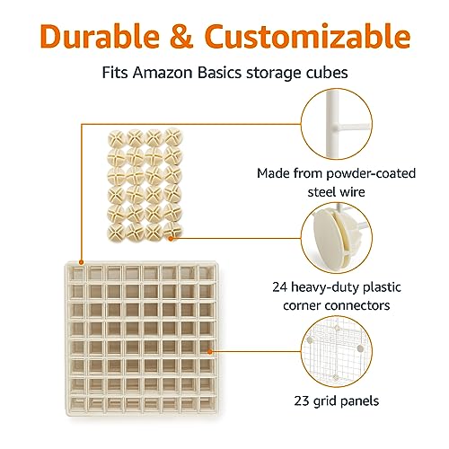 Amazon Basics Cube Wire Grid, 6-Cube, 12 x 12-Inches, White | Stackable, Storage Shelves - color: White