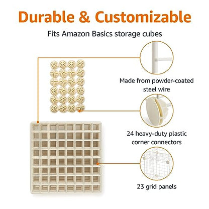 Amazon Basics Cube Wire Grid, 6-Cube, 12 x 12-Inches, White | Stackable, Storage Shelves - color: White