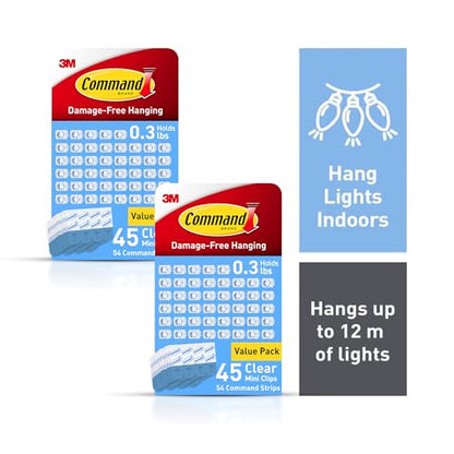 Command Indoor Mini Light Clips, Damage Free Hanging Christmas Lights, Mini Wall Clips for Hanging Indoor Christmas Decorations, Lights and Cables, 90 Count - style: 90 Clips