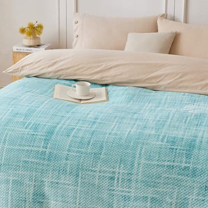 COOVA Fleece Bed Blanket Twin Size, Super Soft and Cozy 3D Jacquard Warm Blankets, Lightweight and Fuzzy Throw for Couch, Sofa, Chair, Giftable (Light Green, 60"x80") - color: Graphite Light Green, size: 60"x80"