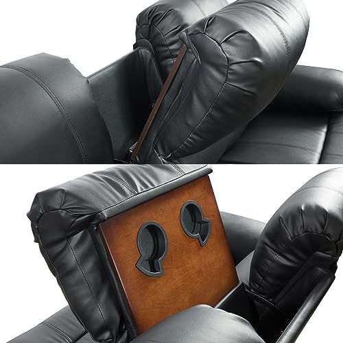A Ainehome Living Room Furniture Set Leather Recliner Sofa Set Loveseat Chair Furniture Sofa Set for Living Room/Small Space/Rv/House/Office/Theater Seating (A-Black Leather, 3 Piece Set) - color: A-black Leather, size: 3 piece set