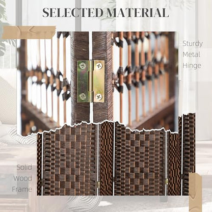 HOMCOM 8 Panel Room Divider, Folding Privacy Screen, 5.6', Brown | Room Separator, Wave Fiber Freestanding Partition Wall Divider - color: Brown, size: 8 Panel
