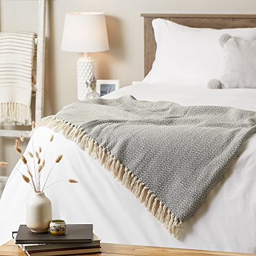 DII Chevron Throw Collection Handloomed Cotton, 50x60, Gray - color: Gray, size: 50x60"