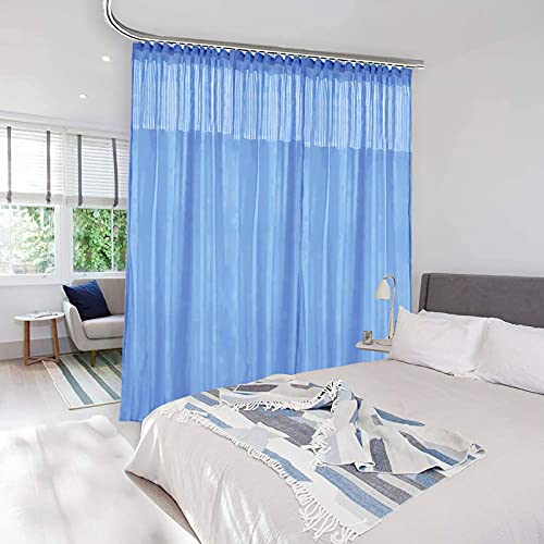 5ft Wide x 7ft Tall Room Divider Privacy Partation Curtains | 1 Panel, Blue, Cubicle Curtain With Flexible Flat Hooks, Privacy Screen, 84 Inches Long, 60W x 84L - color: Blue, size: 60"W x 84"L (Pack of 1)