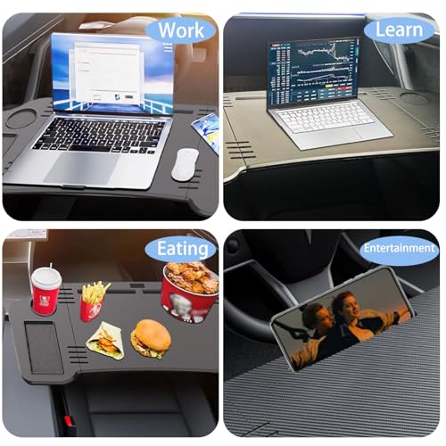 Foldable Car Desk for Tesla Model Y Model 3 Car Food Tray | Car Desk for Laptop | Car Tray Tesla Table | Steering Wheel Tray Table | Multipurpose Travel Car Accessories - size: Car Desk