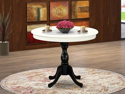 East West Furniture AMT-LBL-TP Antique Modern Kitchen Table - a Round Dining Table Top with Pedestal Base, 36x36 Inch, Multi-Color - color: Amt-lbl-tp