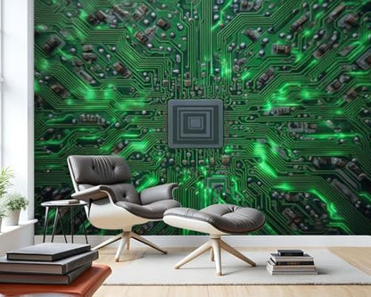 Peel and Stick Wallpaper Computer Motherboard CPU System chip core Self Stick Wall Mural Removable Wallpaper Wall Decor for Living Room Boys Girls Bedroom Nursery