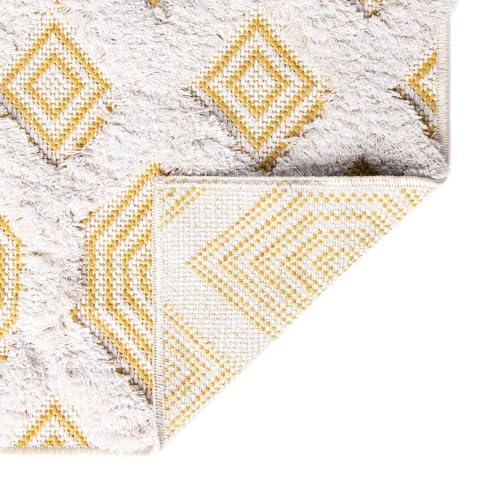 Rugs.com - Sabrina Soto Casa Rug – 8 Ft Runner Yellow Cotton Textured Rug Modern Geometric Design for Hallways and Entryways - color: Yellow, size: 2'3" x 8' (Runner)