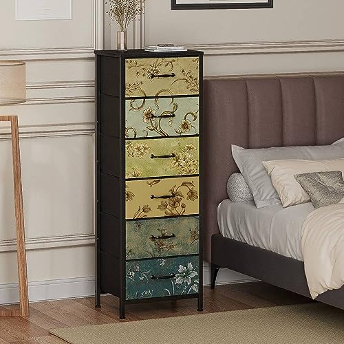 Dresser with 4 Drawers and 6 Drawer Dresser, Chest of Drawers for Living Room, Dorm, Entryway, Vintage Furniture, Wood Top
