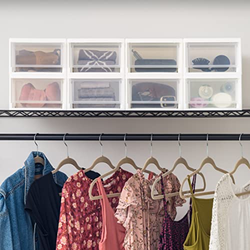 IRIS USA 8-Pack, 6 Qt. Small Stacking Drawer Storage Organizer, White | Keep craft supplies, accessories, office items, and small essentials organized around your home with separate storage spaces - size: 6 Qt., style: 8 Pack