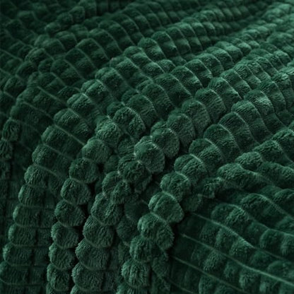 Puncuntex Fleece Blanket Dark Green 108"×90" with Square Grid Design | Super Soft Plush Cozy Flannel Throw Blanket Luxury for Couch Sofa Chair - color: Dark Green, size: 108"×90"