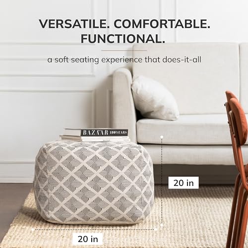 Anji Mountain Pouf Ottoman Foot Rest, Handmade Ottoman Pouf, Comfortable Foot Stool, Decorative Floor Seating for Living Room Decor, Bedroom & Home Décor Accent - Carondelet - color: Carondelet