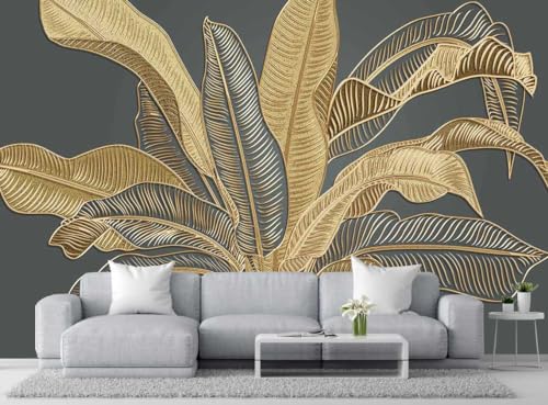 Large Banana Leaf Wallpaper on Gray Background, Art Wall murals for Bedroom, Living Room, Bathroom(Non-self-Adhesive) - color: 106, size: 170" x 108"