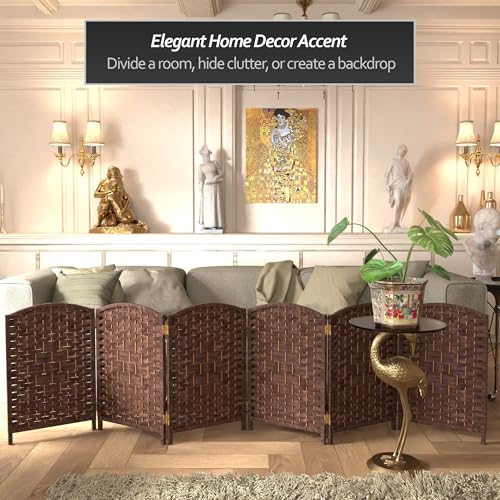 Red Lantern 2 ft. Short Diamond Weave Fiber Folding Screen - Dark Mocha - 6 Panel - color: Dark Mocha, size: 6 Panel