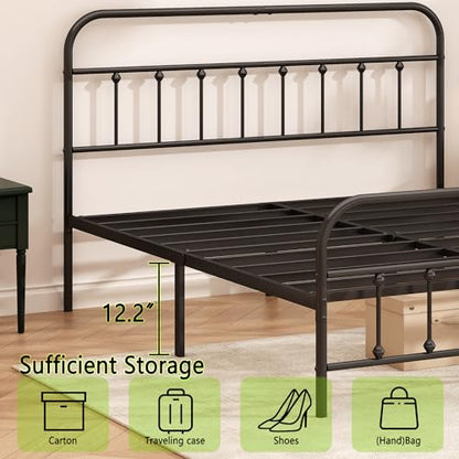 Kujielan Metal Bed Frame King Size,Easy to Assemble,Black | Structurally Stable, Heavy Duty Steel Slat Supported, No Box Spring Needed, Easy Removal and Transport - size: King