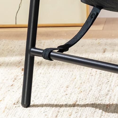 Mellow Wyn Sling Accent Chair with Arms/Casual Home Metal Framed Armchair with Plush Foam Cushions - color: Black