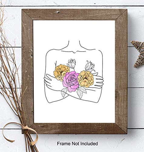 Minimalist Line Art Print - Aesthetic Silhouette Line Drawing Poster - 8x10 Abstract Contemporary Modern Wall Decor - Unique Gift for Women, Home, Bathroom, Living Room, Bedroom Decorations