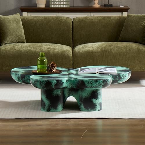 Modern Fiberglass Butterfly Coffee Table, Black and White Artistic Center Table, Sculptural Accent Cocktail Table for Living Room, Durable Contemporary Furniture(47''Blue+Black) - color: 47''blue+black