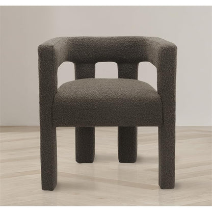 Meridian Furniture Athena Collection Modern | Contemporary Boucle Fabric Upholstered Accent | Dining Chair, 25" W x 21" D x 27" H, Brown - color: Brown