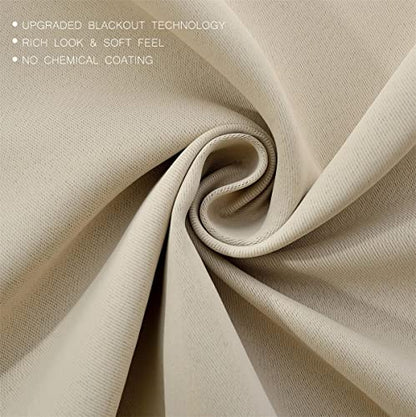 Room Darkening Grommet Thermal Insulated Blackout Window Curtains Panels for Bedroom Set of 2 52x95 Inch Begie, Bonus 2 Tie Backs Included - color: Beige, size: 52"W x 95"L (Pack of 2)