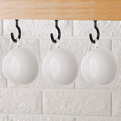 2 Inch Ceiling Hooks, Vinyl Coated Screw-in Cup Hook for Hanging Plants, Lights, Mugs - Heavy Duty Indoor Outdoor Use, Metal Wall Kitchen Hanger, Black (12 Pack)