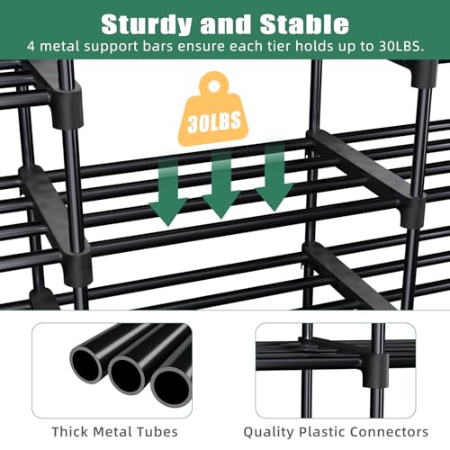 Simple Trending 8-Tier Shoe Rack Large Capacity 64 Pairs Tall Shoe Shelf, Sturdy Metal Shoe Organizer for Entryway, Closet, Bedroom, Black | Large Capacity 64 Pairs, Tall Shoe Shelf, Sturdy Metal Shoe Organizer, For Entryway, Closet, Bedroom - size: 8 Tie