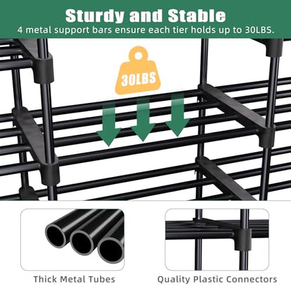 Simple Trending 8-Tier Shoe Rack Large Capacity 64 Pairs Tall Shoe Shelf, Sturdy Metal Shoe Organizer for Entryway, Closet, Bedroom, Black | Large Capacity 64 Pairs, Tall Shoe Shelf, Sturdy Metal Shoe Organizer, For Entryway, Closet, Bedroom - size: 8 Tie