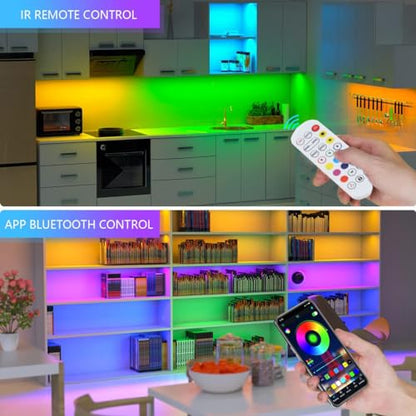 Battery Powered LED Strip Lights 20 inch x 4 Pack, Wireless LED Strip Lights for Bedroom Color Changing APP Remote, Led Lights for TV, Kitchen Under Cabinet Lighting, Shelves, Under Counter, Closet - color: RGB 4Pack