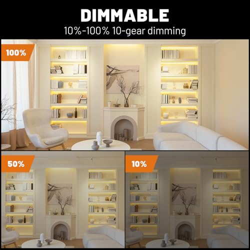 White Cob LED Strip Lights with Remote, Warm Lighting, Rope Lights Indoor, Cuttable Led Light Strips for Mirrors, Shelves, Cabinets, Living Room, Bedroom, 16.4ft 3000K Dimmable - color: 3000K