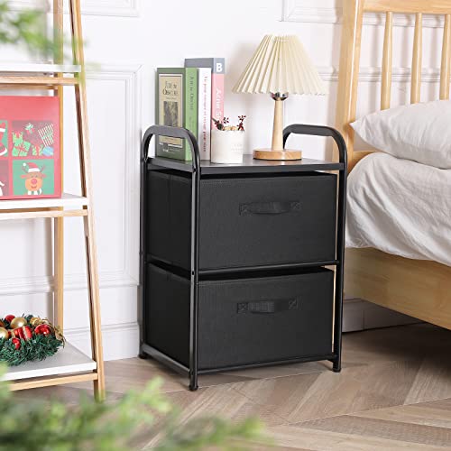 MAX Houser Dresser for Bedroom with 2 Drawers, Wide Chest of Drawers, Fabric Dresser, Storage Organizer Unit with Fabric Bins for Closet, Living Room, Hallway, Nursery,Black | Wide Chest of Drawers, Fabric Dresser, Storage Organizer Unit with Fabric Bins