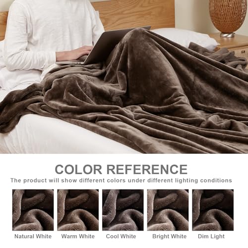 Hansleep Throw Brown Fleece Blanket, Soft Flannel Bed Blanket | Fuzzy Cozy Blanket 50x60 Inches, Multi-use for Bed, Sofa, Couch, Travel, Camping, All Season Warm Lightweight Cover - color: Brown, size: Throw (50x60 Inches)