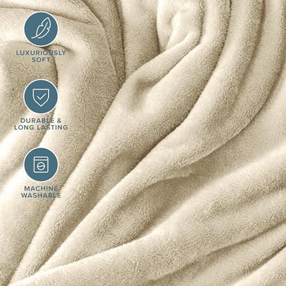 Bare Home Fleece Blanket Luxury Microplush (Full/Queen, Oyster) | Ultra-Soft Lightweight Blanket for Bed, Sofa, and Couch, Cozy & Warm Blanket - color: 20 - Oyster, size: Full/Queen