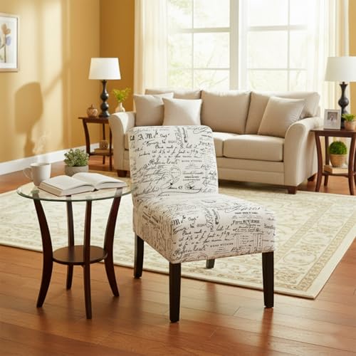 Dopinmin Armless Slipper Chair Accent Chairs, Fabric Mid Century Modern Parsons Chairs, Upholstered Dining Chairs for for Reading Bedroom Dining Room, White - color: White