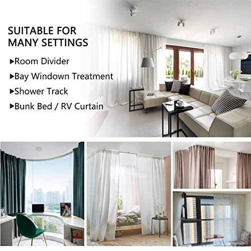 KOLAKO Ceiling Curtain Track, Curtain Track Wall Mount - Two Ways To Install, 16Ft Curtain Rails Room Divider Flexible Sliding Curved Curtain Track System for Rv Shower Curtain Rods - color: White, size: 16Ft