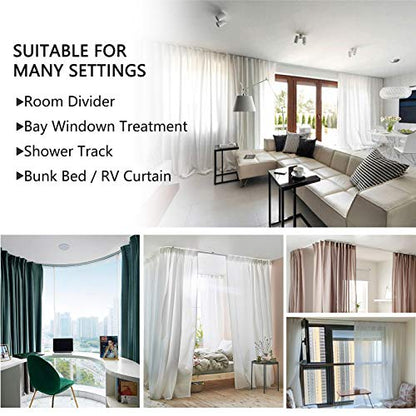 KOLAKO Ceiling Curtain Track, Curtain Track Wall Mount - Two Ways To Install, 16Ft Curtain Rails Room Divider Flexible Sliding Curved Curtain Track System for Rv Shower Curtain Rods - color: White, size: 16Ft