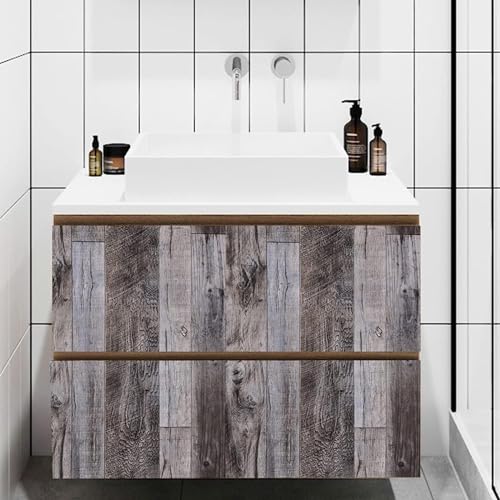 Yun-aeon Gray Wood Peel and Stick Wallpaper 17.3" X 80" Self Adhesive Wallpaper Backsplash Line Removable Wall Paper Bathroom Old Furniture Renovation Furniture - color: Natural Wood-Gray, size: 17.3" x 80"