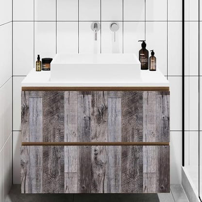 Yun-aeon Gray Wood Peel and Stick Wallpaper 17.3" X 80" Self Adhesive Wallpaper Backsplash Line Removable Wall Paper Bathroom Old Furniture Renovation Furniture - color: Natural Wood-Gray, size: 17.3" x 80"
