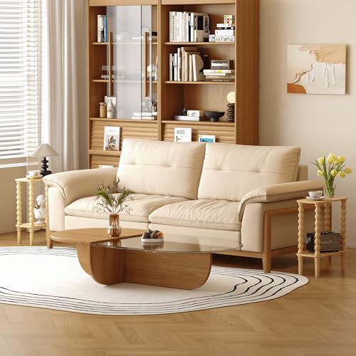 Veegle Narrow Side Table, Small End Table with Storage Shelf, 2-Tier Small Coffee Tables for Living Room, Bedroom, Narrow Spaces (Yellow Oak) - color: Natural-2 Tier Shelf