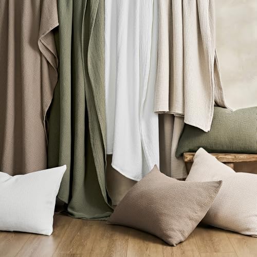 100% Cotton Waffle Coverlet Set, King Size, Birch | Soft Premium Waffle Weave Cotton Bed Blanket, Lightweight Oversized Bedspread, All Season 3-Piece Bedding Set with 2 Shams - color: Birch, size: King/Cal King (108" X 96")