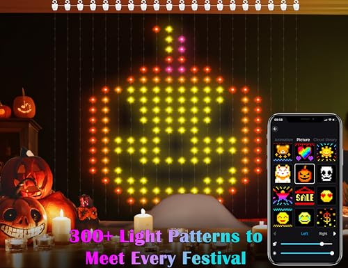 스마트 커튼 조명 400 LED, 색상 변경 미국 국기 요정 조명, 앱 및 리모컨 포함, 침실 배경 야외 7월 4일 할로윈 크리스마스용 DIY 방수 장식 - color: 멀티컬러.