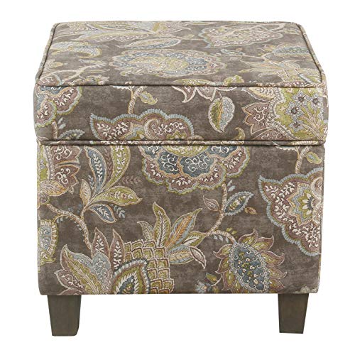 HomePop 18" Classic Square Storage Ottoman - Gray Floral - color: Gray Floral