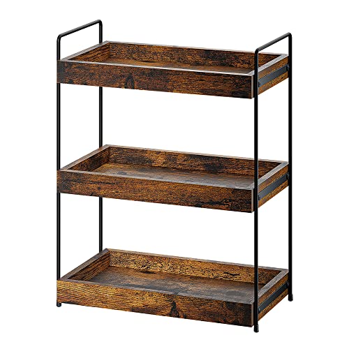 3-Tier Wood Bathroom Counter Organizer, Kitchen Spice Rack | Multi-use Vanity Shelf, Holds Skincare, Makeup, Perfume, Seasoning, Fits Sink, Dresser, Countertops - size: 3 Tier