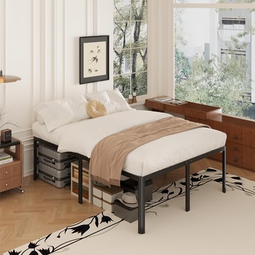 Yicensen 20 Inch Full Bed Frame Heavy Duty Full Size Platform Bed Frame with Rounded Corner Legs No Box Spring Needed, Easy Assembly, Noise Free, Black. - size: Full, style: 20 Inch