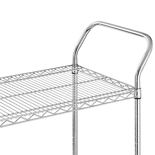 Finnhomy 2-Tier Commercial Grade Rolling Cart, Heavy Duty Utility Cart, Carts with Wheels and Handles, Kitchen Cart on Wheels, Metal Serving Cart with 500 lbs Capacity, Shelf Size 20" D x 36" W, NSF - size: 20"D x 43.9"W x 39.3"H